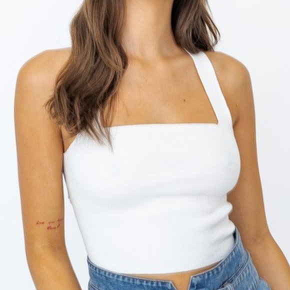 NWT White Tie Back Crop Top - Picture 4 of 4